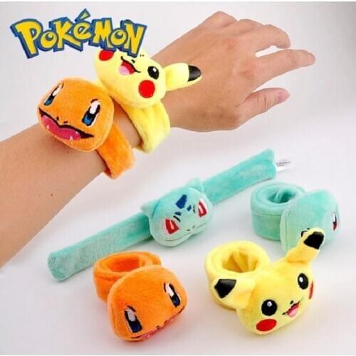 Pokemon Stuffed Pikachu Mini Hand Ruler Toys Charmander Squirtle Bulbasaur Plush Doll Pokemon Anime CartoonBracelet Kid Toy Gift