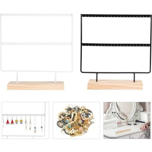 Professional New Wooden Dish Stainless Steel Earrings Charm Jewelry Necklace Ring Organizer Display Holder Stand Rack Storage