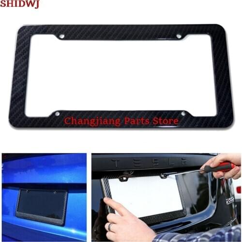 Car License Plate Frame Universal American Auto Accessory Fiber Number TAG Cover for Front Rear