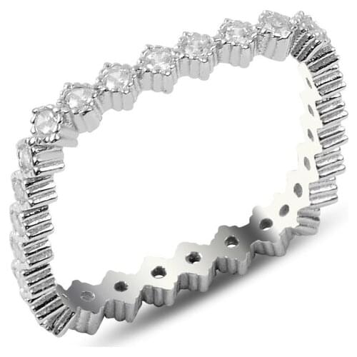 Silverlina Silver Single Row Zircon Cubic Zirconia Square Tamtur Ring