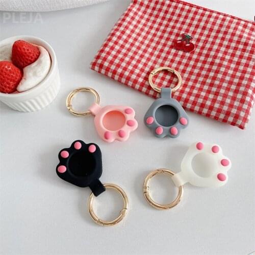 Cute Cat Paw For Apple Air Tags Soft Silicone Protective Loop Case For AirTag Locator Tracker Anti-lost Keychain Ring Cover