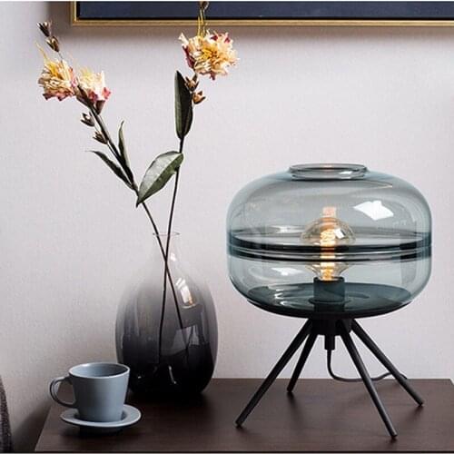Modern Glass Shade Table Lamp Nordic Design Home Deco Bedroom Lamp Bedside Table Light For Living Room Vintage Deco Table Lamp