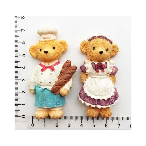 European fashion cute bear wedding dress with hand gift magnetic refrigerator stickers creative decoration wedding gift