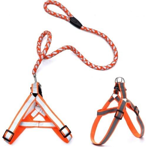 Hot Selling Small Dog Cat Reflective Harness Leash Adjustable Vest Collar Puppy Outdoor Walking Chihuahua Terier Schnauzer