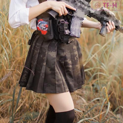Tactical Uniform Pleated Skirt JK Python Pattern Camouflage Arm Daily Leisure Include A Short Skirt Quick Release Divided Skirt