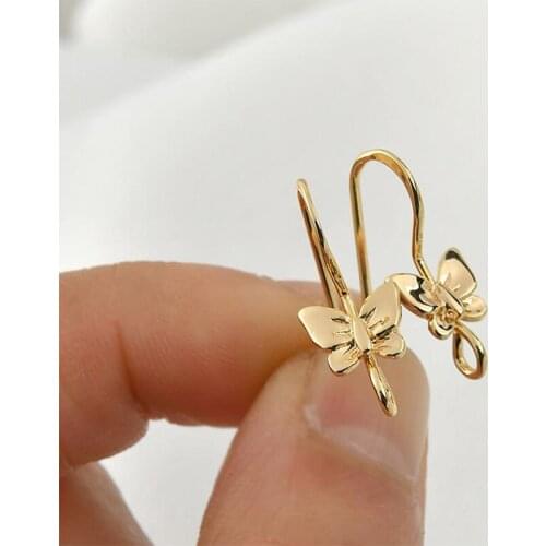 2Pcs Romantic 19*8MM Gold Color Butterfly Shape Earring Hooks Earring Wires Earrings Clasps For Jewelry Making Supplies