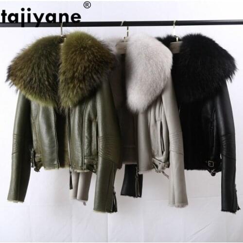 Sheepskin Female Coat Jacket Fox Fur Collar Real Genuine Leather Jacket Winter Coat Women Clothes 2021 Wool Liner Tops ZT4683
