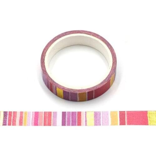 10PCS/lot Cute 10mm Gold foil Red Watercolor Washi Tapes Paper for Scrapbooking Bullet journal Adhesive Masking Tapes Stationery