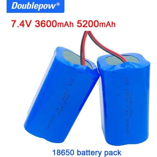 100% original Doublepow true capacity 7.4v 18650 lithium battery 3600/5200mAh rechargeable battery packs megaphone speaker