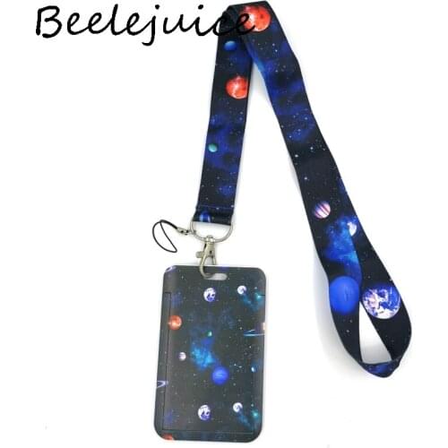 12sets Universe Moon Space Art Cartoon Anime Fashion Lanyards Bus ID Name Work Card Holder Accessories Decorations Kids Gifts
