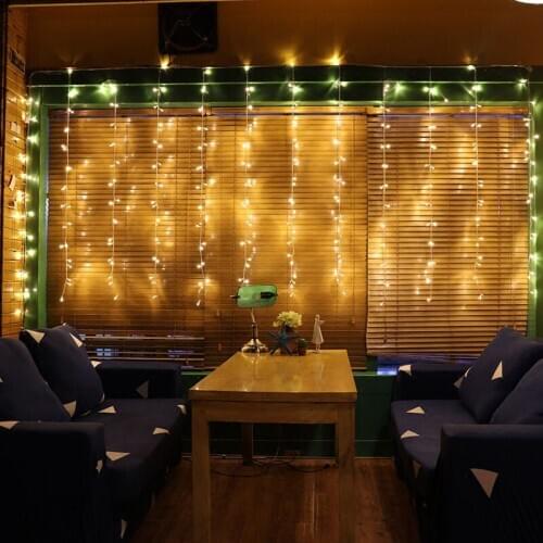 3M*1M 220V EU Plug LED Star String Curtain Lights Christmas Garlands Fairy Light Outdoor For Wedding Party Holiday Decoration
