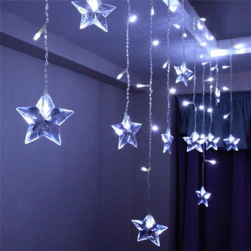 48 LED Curtain Fairy String Lights Star USB Power Icicle Wedding Party Home Garden Bedroom Outdoor Indoor Wall Decorations