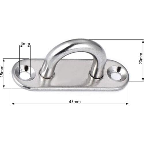 6Pcs 5mm Stainless Steel Eye Plate Oblong Pad Eye Plate Metal Staple Ring Hook Hardware Dropshipping