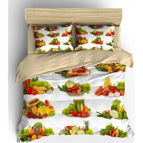 AHSNME High Definition Vegetable Fruit Salad Cover Sets Summer Bedding Set Red Pepper Tomato Watermelon Bedlinens Bedding Set