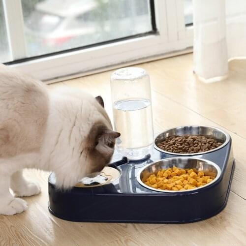Pet Dog Cat Automatic Feeder Bowl For Dogs Drinking Water 500ml Bottle Kitten Bowls Slow Food Feeding Container Supplies