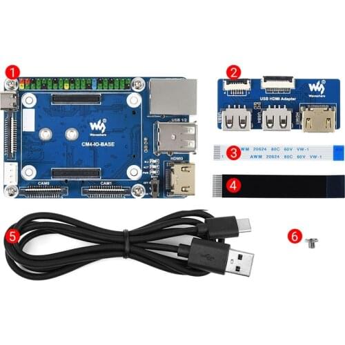 CM4 IO Base Board Kit for Raspberry Pi Compute Module 4, Includes IO Expansion Board and USB HDMI Adapter