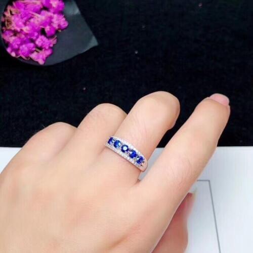 Free Shipping Natural Real Blue sapphire rings 925 sterling silver For your Loved Wife