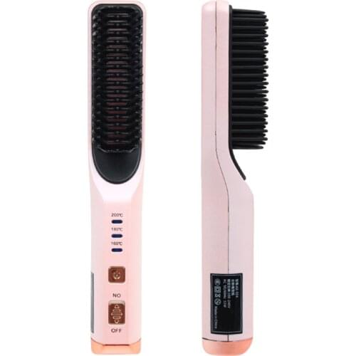 Wireless Men Quick Beard Straightener Styler Comb LCD Multifunctional Cordless USB Hair Straightening Brush Quick Styling Tools