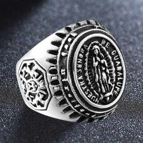 Stainless Steel Amiable Blessed Virgin Maryy Ring Judaism And Christianity Religion Lucky Jewelry