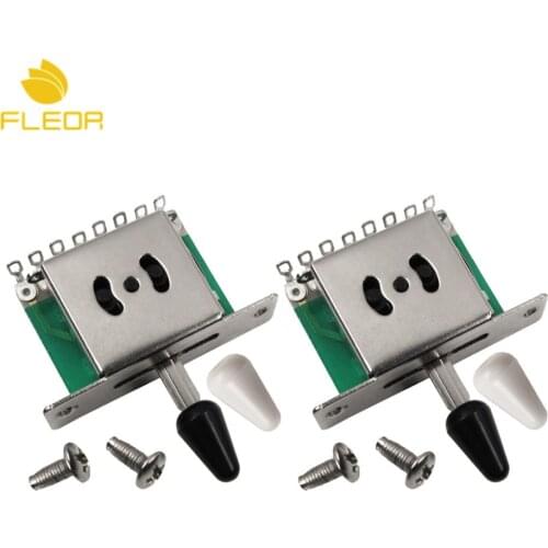 FLEOR 2pcs 5 Way Electric Guitar Pickup Selector Switch Black/White Tips for Tele Guitar Parts