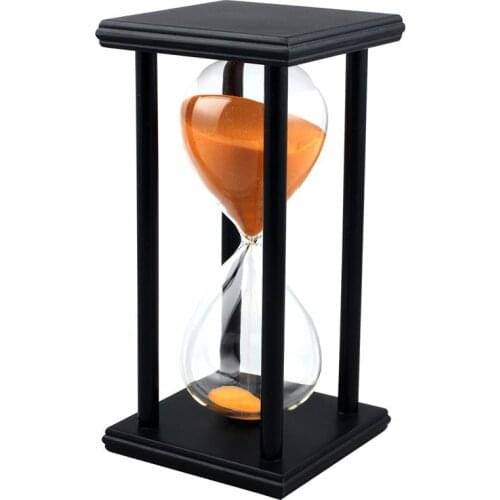 Colors! 60Min Wooden Sand Sandglass Hourglass Timer Clock Decor Unique Gift Type:60Min Black Frame Orange Sand