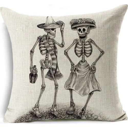 Halloween Cartoon Bone Cushion Cover Printed Throw Pillows Living Room Decorative Linen Pillow Case 45cm*45cm Home Decor
