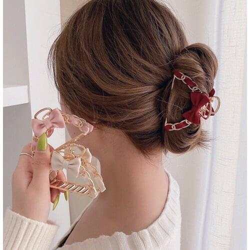 Women Barrettes Metal Hair Claws Hair Accessories Hair Clip Hairpins Ladies Hairgrip Headwear Girls Ornaments Bowknot Accessory