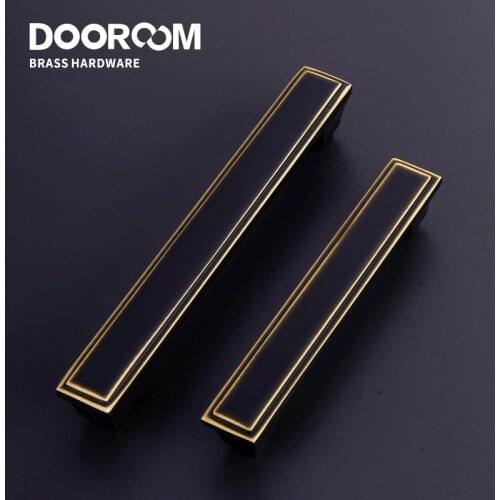 Dooroom Brass Furniture Handles Cupboard Wardrobe Dresser Cabinet Door European American Modern Chinese Black Pulls
