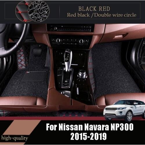Double Layer Wire Loop Carpets For Nissan Navara NP300 2019 2018 2017 2016 2015 Car Floor Mats Interior Custom Styling Leather