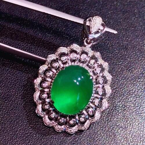 H725 Fine Jewelry AU750 G18K Natural Emerald Pendant Emearld 7.53ct Gold Diamonds Pendant Gemstone Necklaces for Women