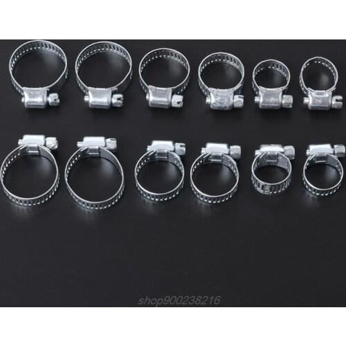 12 Pcs / Set Screw Band Hose Clamps Adjustable Fuel Line Worm Gear Clip Hardware J15 21 Dropshipping