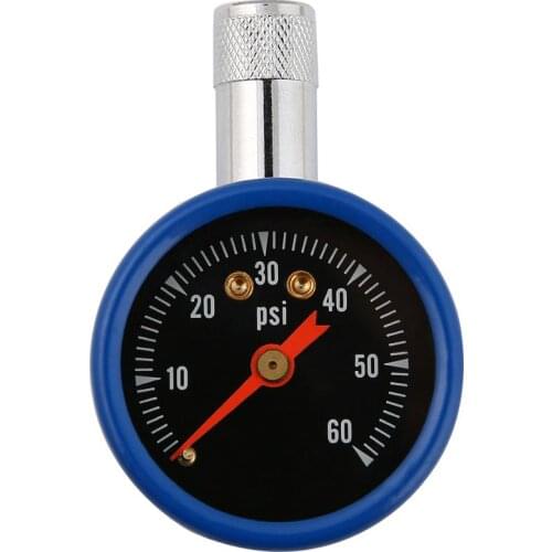Dial Car Tire Air Pressure Gauge Meter Calibrator 60PSI Blue Silver