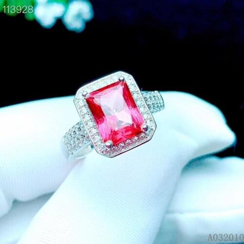 KJJEAXCMY fine jewelry 925 sterling silver inlaid natural pink topaz new ring luxury girls ring support test