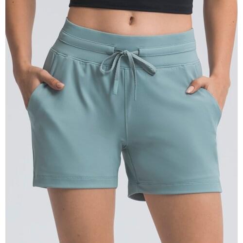 Summer Quick-Dry Drawstring Waist Running Shorts Women Sports Workout Shorts Gym Athletic Shorts with Pockets 4 Inches