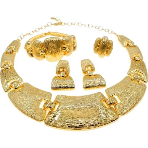 Hot Selling Exquisite Brazilian gold large Jewelry Set Italian Bridal wedding Banquet Jewelry set H0009
