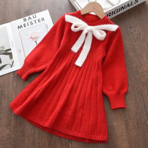 Melario Winter Baby Girl Knitted Dress Warm Autumn Toddler Girls Turndown Collar Sweater Dress Clothing Outfits Girlymax Clothes