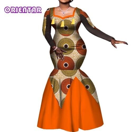 Fashion African Dresses for Women Dashiki Long Maxi Dress Plus Size Ladies Traditional African Clothing Robe Africaine WY7877