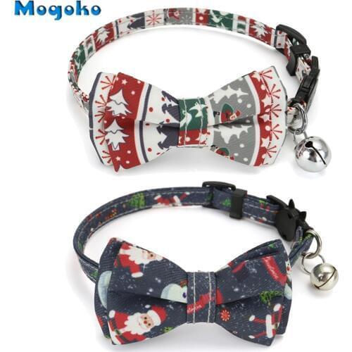 Mogoko 1x New Arrival Christmas Breakaway Cat Collar with Bell Kitten Pet Bowtie Safe Collar