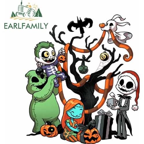 EARLFAMILY 13cm x 7.9cm for Nightmare Before Christmas Jack Windshield Car Stickers Windows Motocycle Helmet Personality Decal