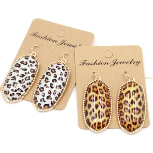2021 Summer New Panther Print Geometric Drop Earrings Customizable Leopard Print Dangle Earrings