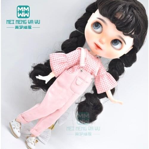 Blyth doll Clothes fashion suspender dress, plaid skirt, high heels for Blyth Azone OB23 OB24 1/6 doll accessories