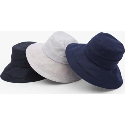 Korean Design Linen and Cotton Fishermans Hat Women Sun Protection Caps High Quality Bucket Hats