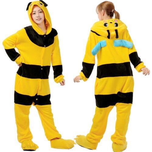 Kigurumi Yellow Bee Pajamas Animal Party Cosplay Costume Flannel Onesies Game Cartoon Animal Sleepwear