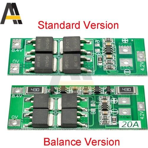 2S 10A 20A 7.4V 8.4V 18650 Lithium Battery Protection Board/BMS Board Standard / Balance Version