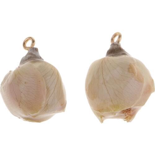 2Pcs Real Flower Charms Natural Dried Rose Pendants with Hanging Pendant for Earring Pendant Necklaces Making Findings Crafts