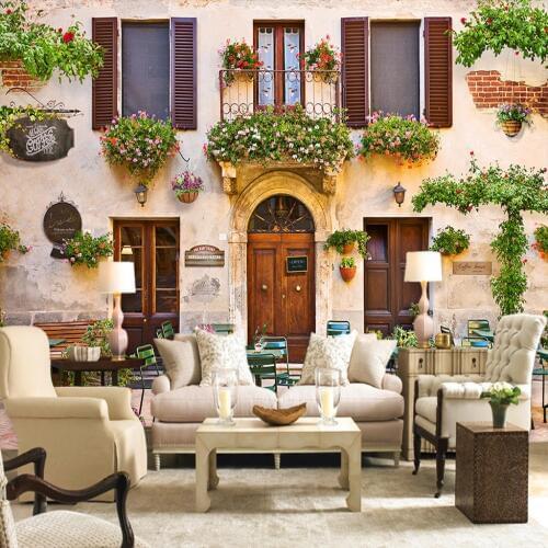 Custom 3D Photo Wallpaper European Style Retro Street Cafe Restaurant Backdrop Decoration Mural Wall Paper Papel De Parede Sala