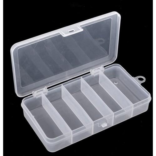 Durable Fishing Tackle Box Lure Hooks Swivels Snaps Storage Case 5 Slots