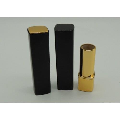 50 Pcs/Lot Empty Black Press Lip Stick Tube Black Cap Gold Tube Press Lipstick Container Lip Stick Case
