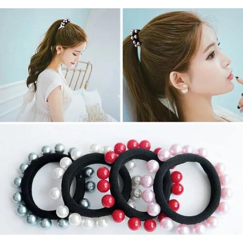 With Pearls Hair Bands for Girls Elastic Scrunchies Hair Rubber Ties Ponytail Holder Headband Hair Accessories
