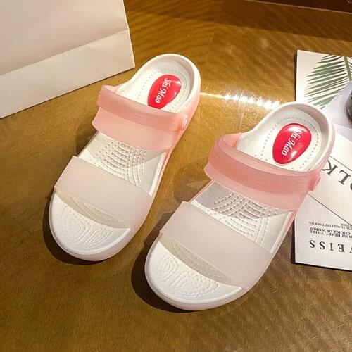 Anti Slip Ladies Flat Sandals PVC Summer Outdoor Patchwork Thick Bottom Cool Shoes Fashion Beach Women Sandals